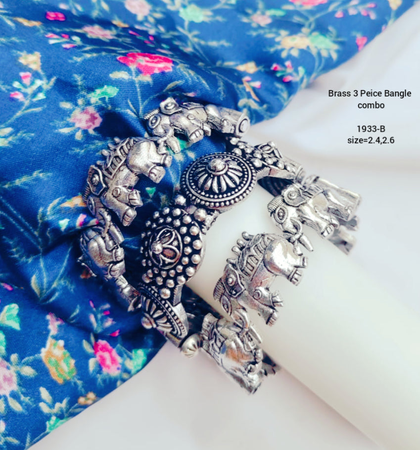 Silver replica 3 piece openable bangles combo for women/girls