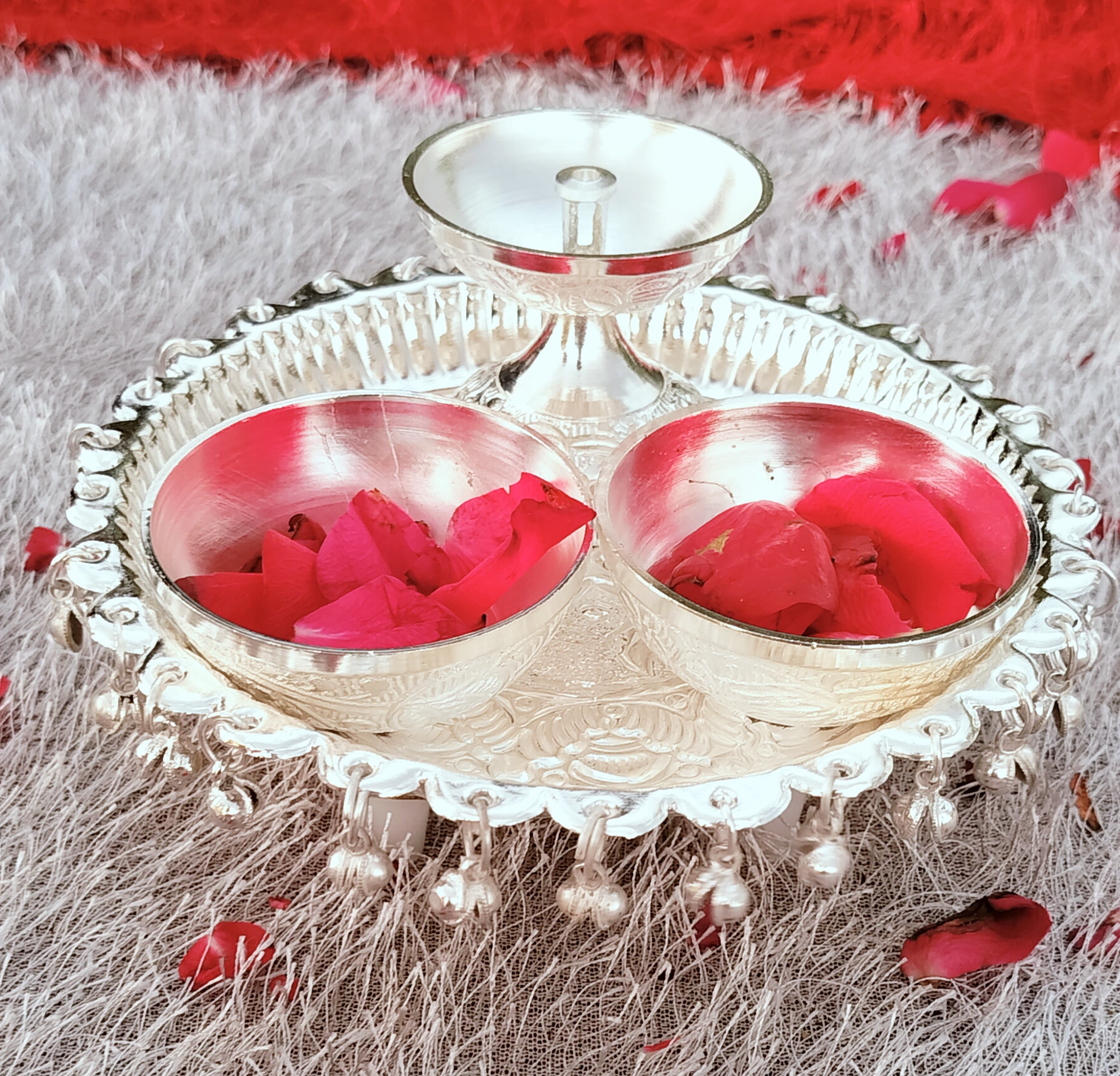 German Silver Combo Pooja Plate thali Set