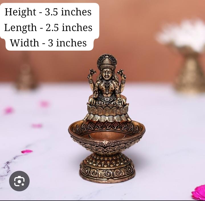 Set of 2 Brass Lakshmi Diya – Radiant Symbols of Wealth, Wisdom & Divine Grace