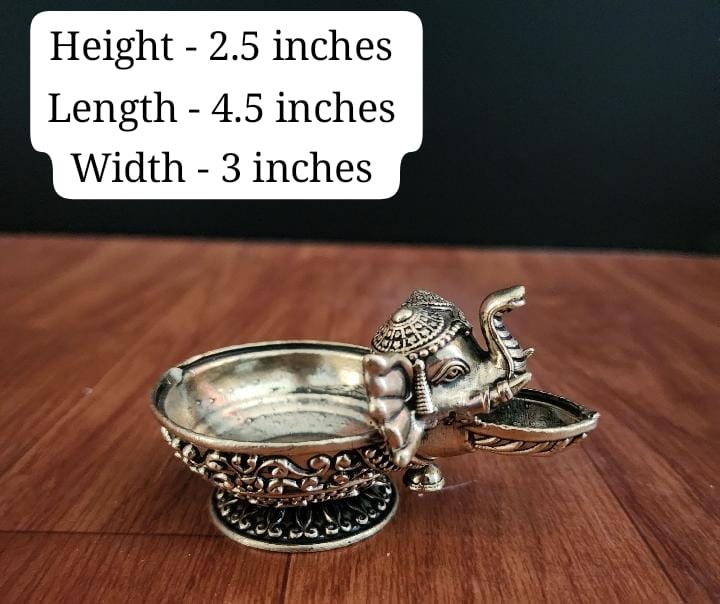 Set of 2 Brass Elephant Diya – Auspicious Symbols of Strength, Wisdom & Light