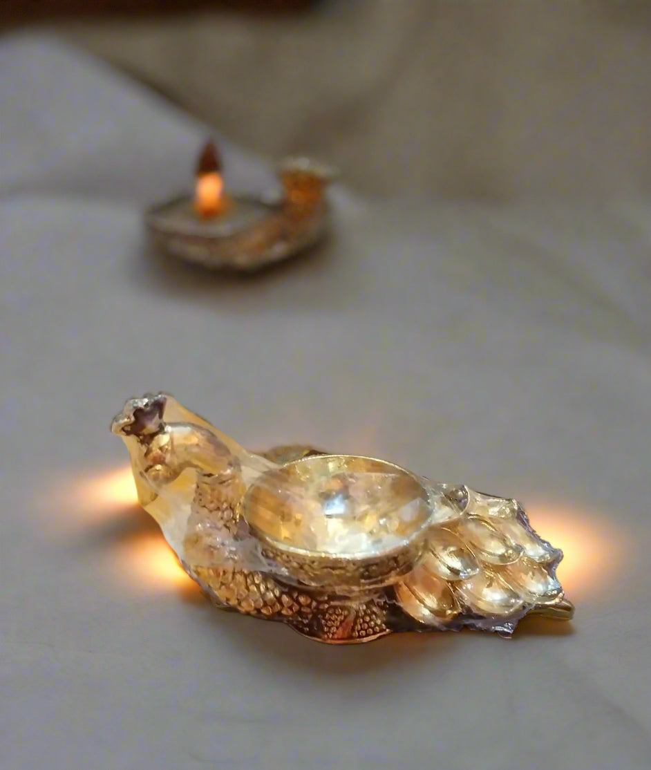 Set of 2 Brass Peacock Diya – Regal Symbols of Light, Grace & Auspicious Energy