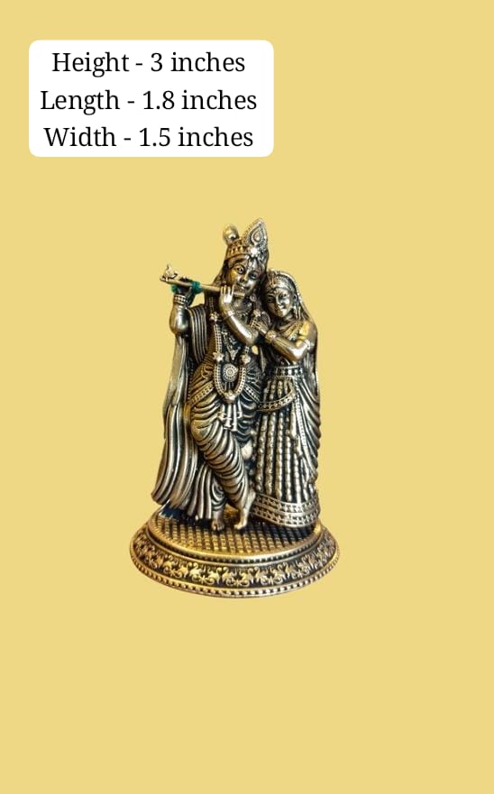 Small Brass Radha Krishna Idol – Eternal Symbols of Divine Love, Harmony & Blessings
