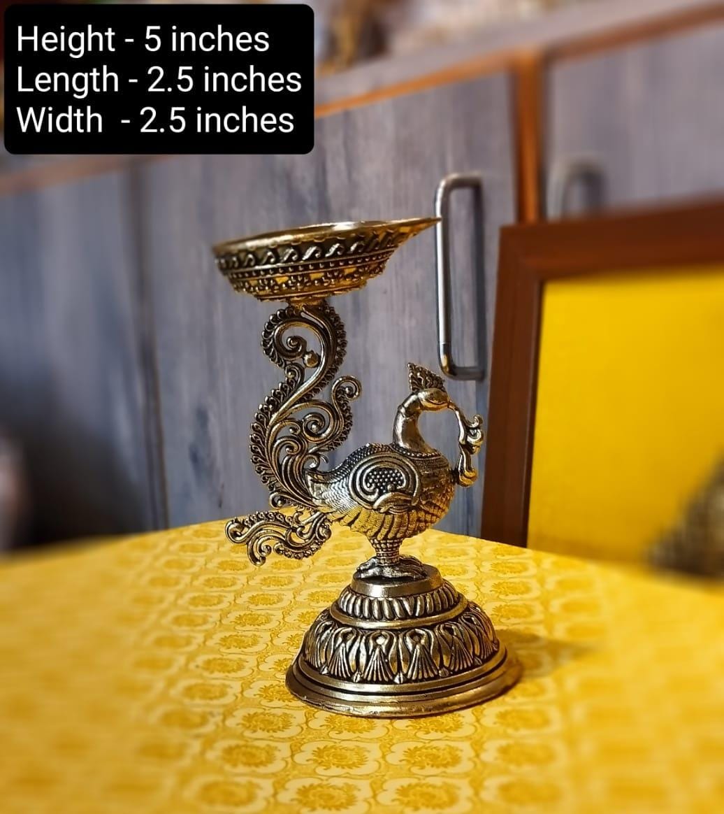 set of 2 Handcrafted Brass Peacock Diya – Symbol of Elegance, Light & Divine