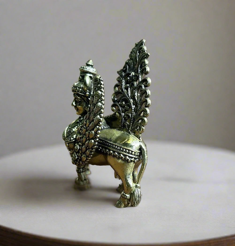 Miniature Brass Kamadhenu Statue – Symbol of Prosperity & Vastu Blessing