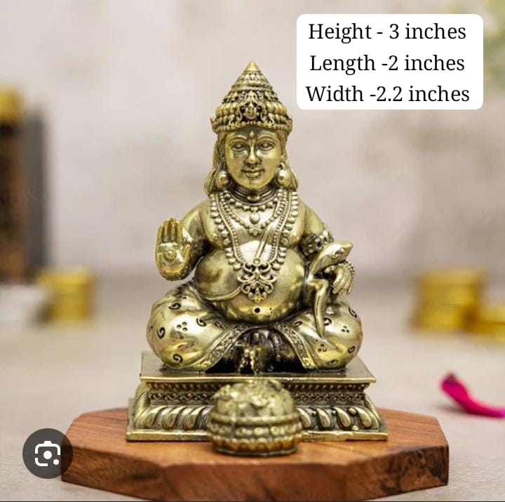 Small Brass Kuber Idol – Handcrafted God of Wealth for Pooja, Vastu & Prosperity Décor