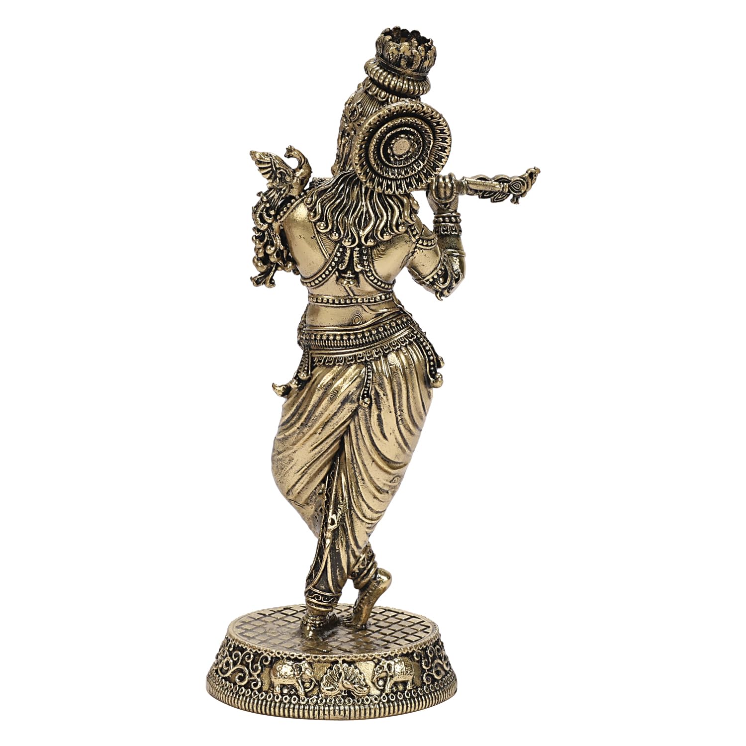 Brass Krishna Idol Playing Flute – Divine Symbol of Love, Harmony & Prosperity for Pooja & Décor