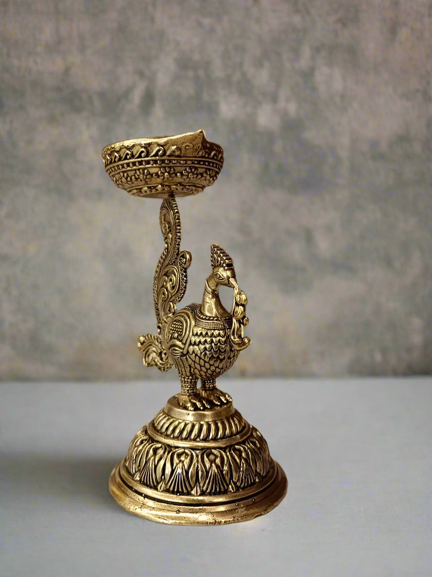 Brass Peacock Diya Set (Pack of 2) – Elegance & Auspicious Light