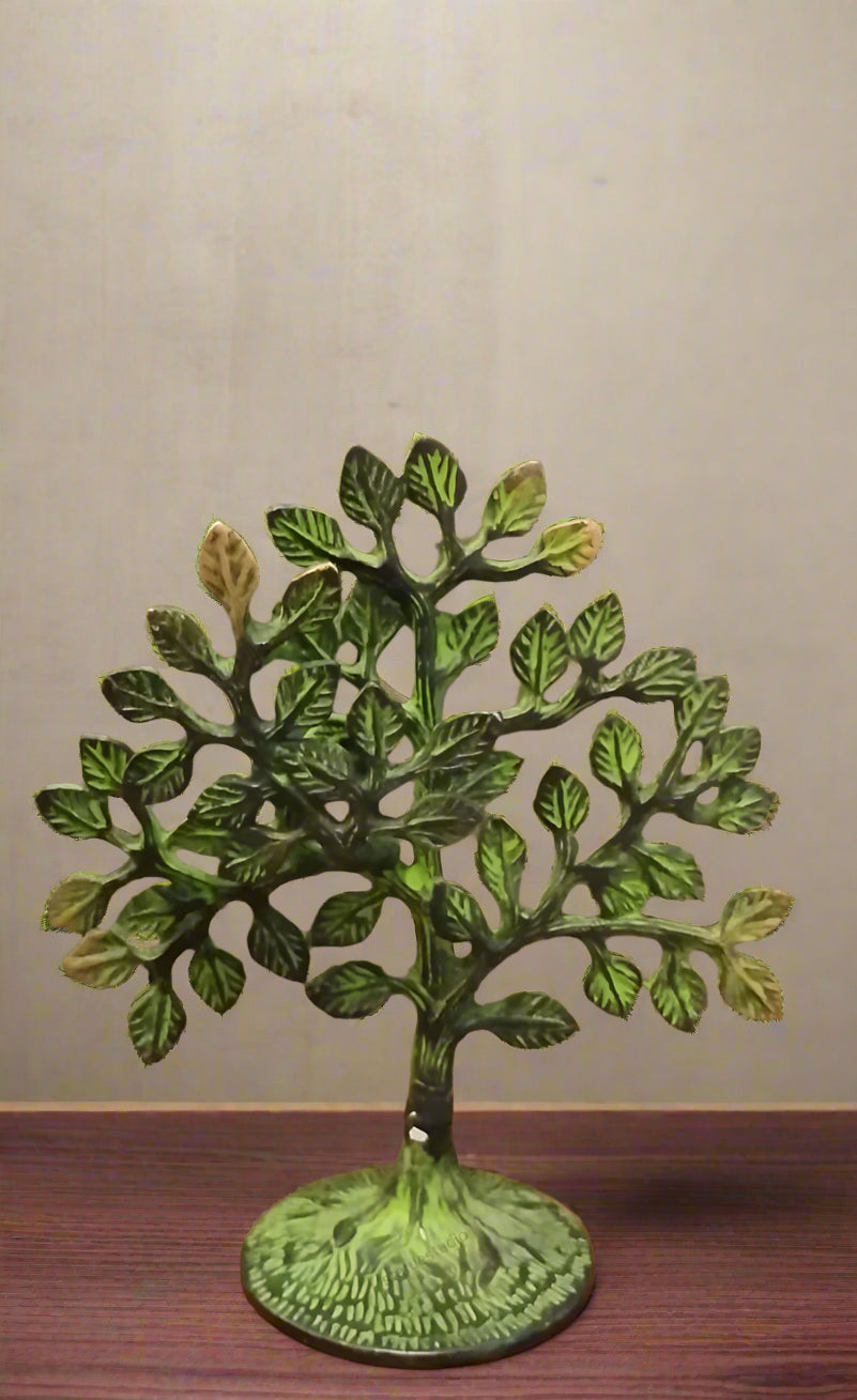 Green Brass Kalpavriksha – Wish-Fulfilling Tree for Prosperity & Décor