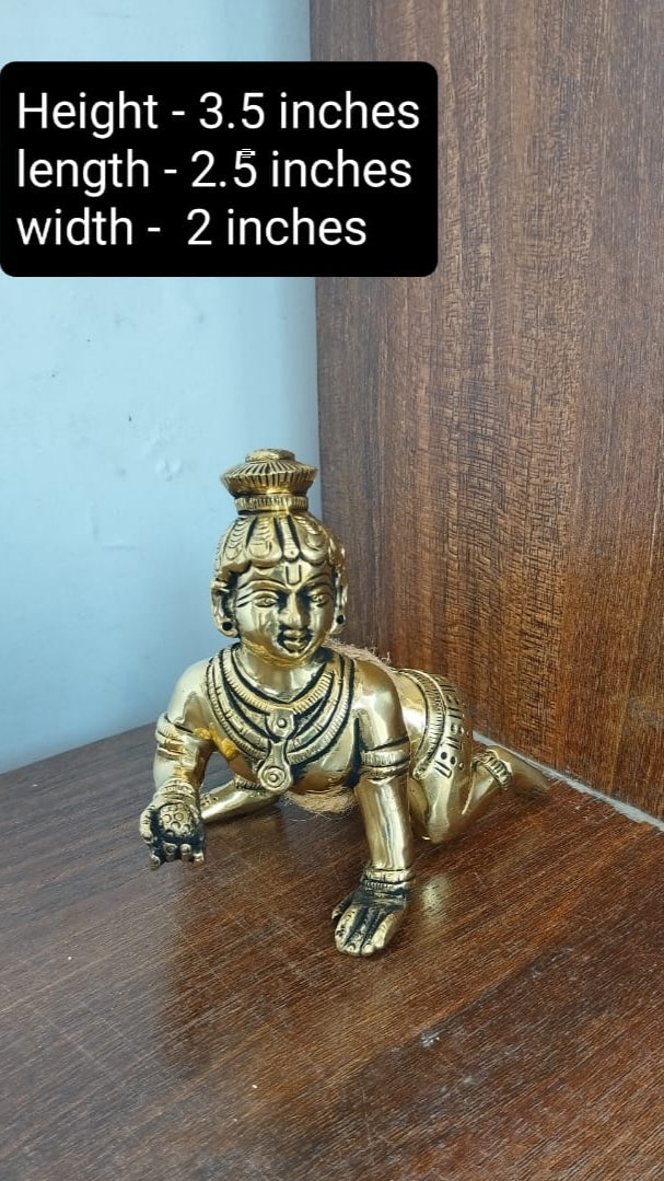 Brass Laddu Gopal Idol – Divine Baby Krishna for Puja & Décor