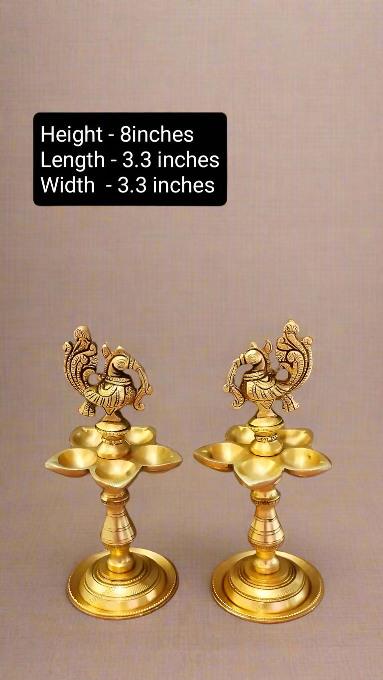 Sacred Brass Panchmukhi Aarti Diya – Five-Flame Oil Lamp for Pooja & Rituals