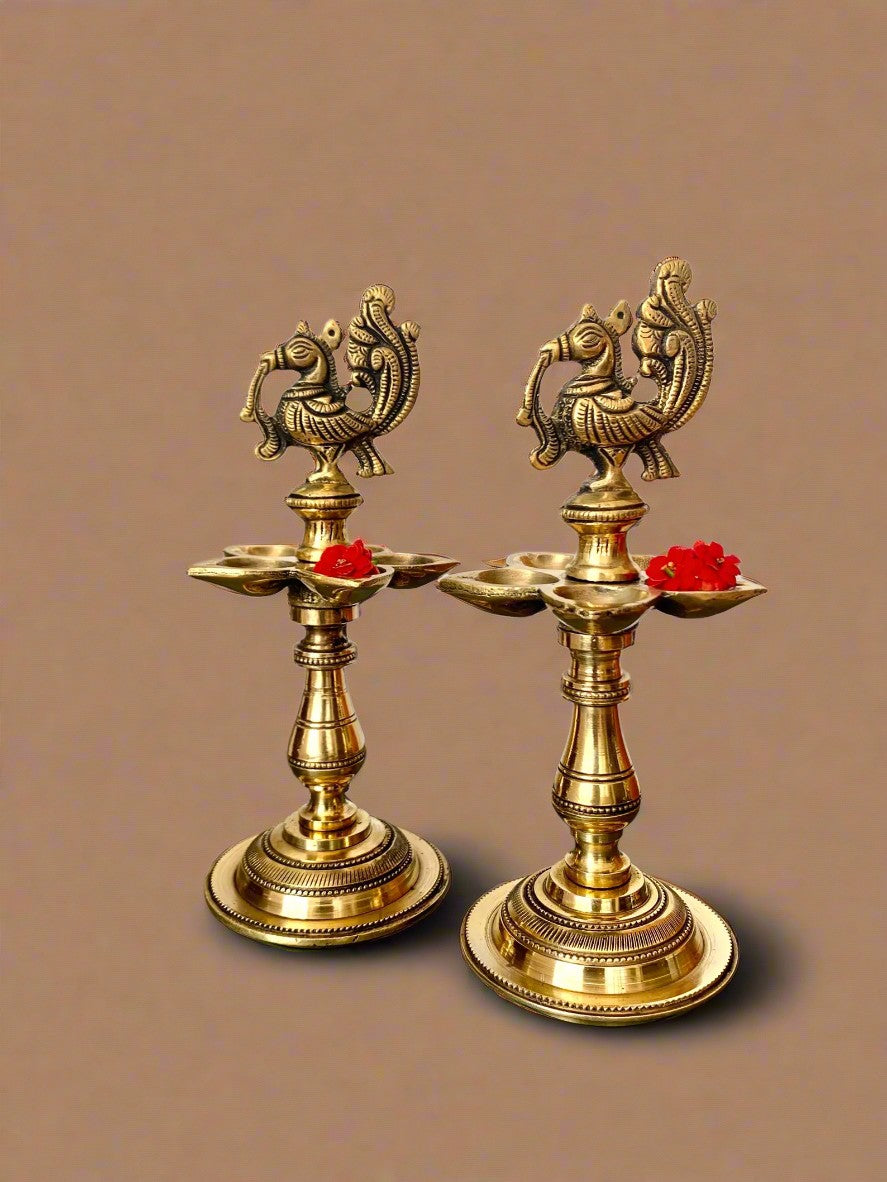 Sacred Brass Panchmukhi Aarti Diya – Five-Flame Oil Lamp for Pooja & Rituals