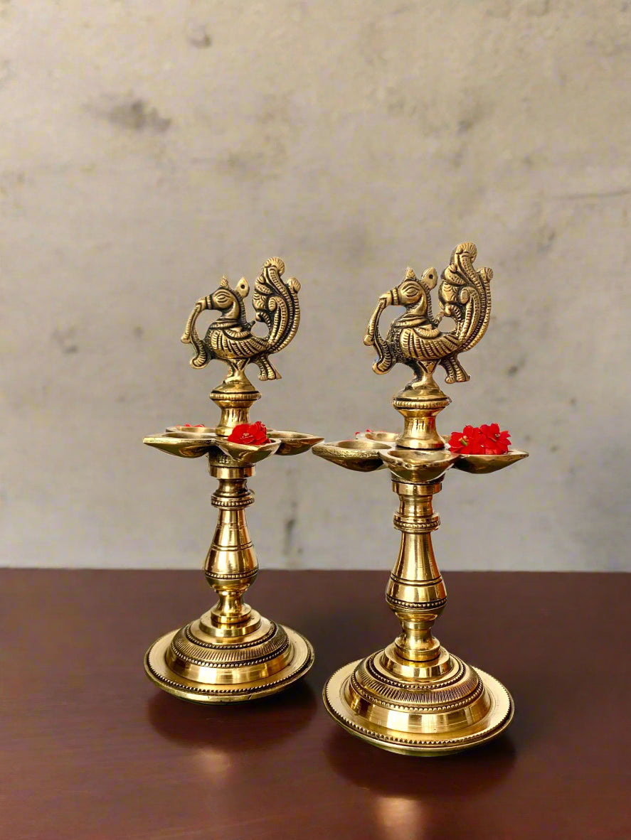 Sacred Brass Panchmukhi Aarti Diya – Five-Flame Oil Lamp for Pooja & Rituals