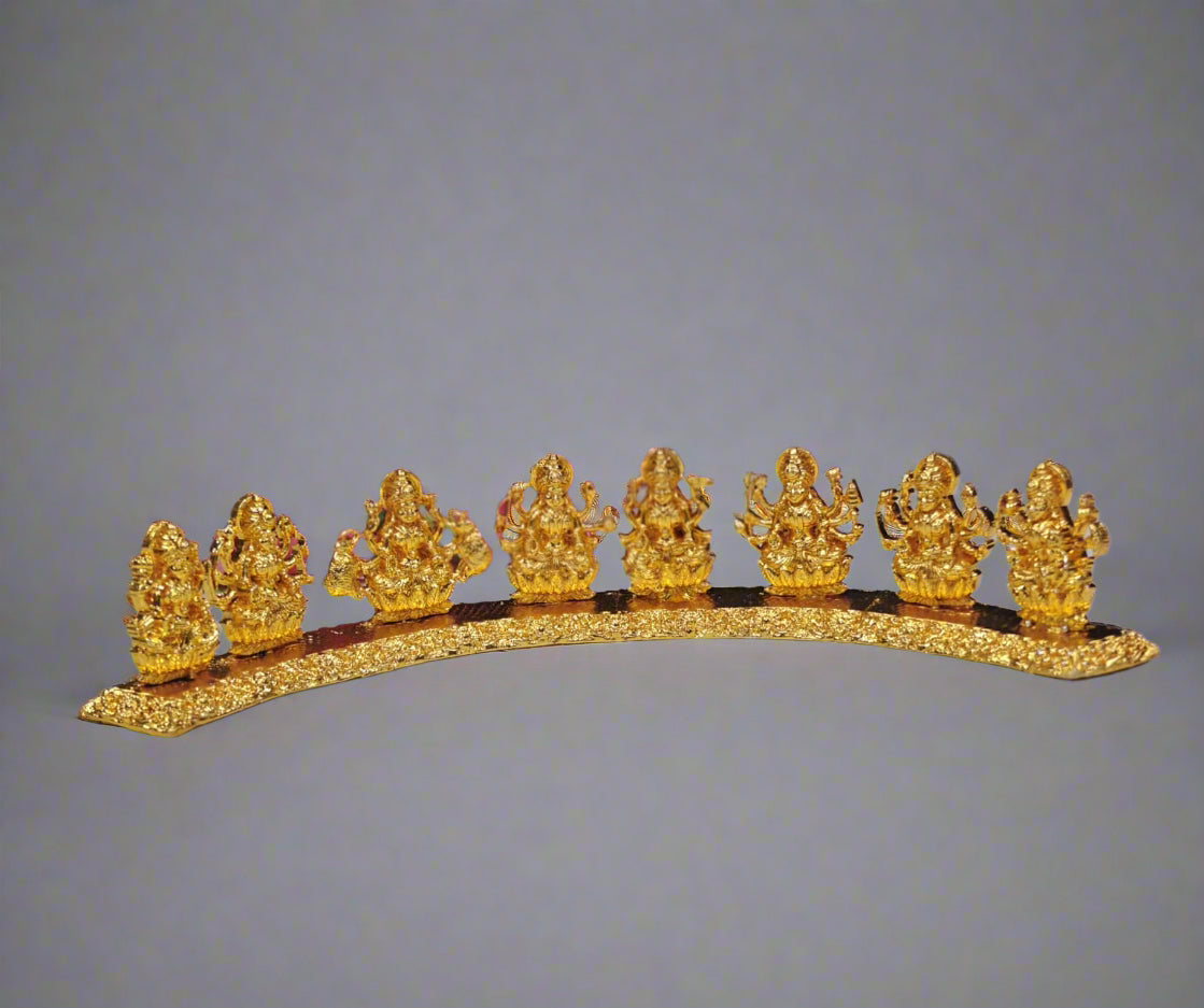 German Silver golden color Ashta Lakshmi Idol Stand – Divine Prosperity & Grace in 8 Forms  Temple Decor & Pooja Gift