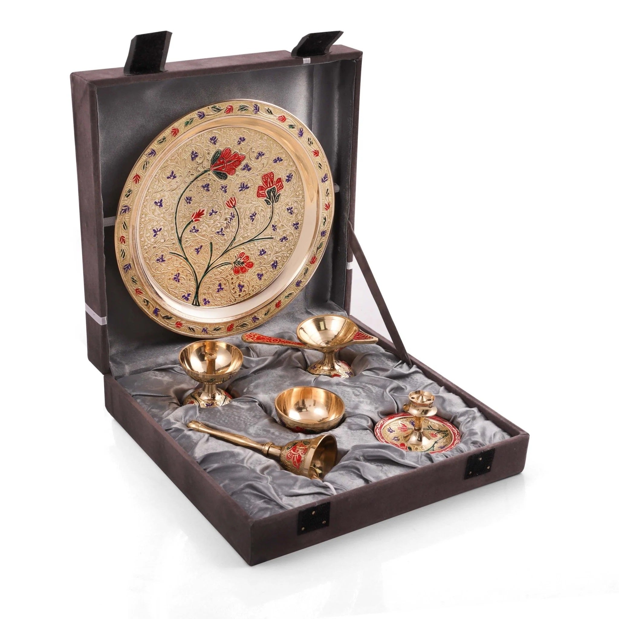 Brass Colorful Pooja thali Set