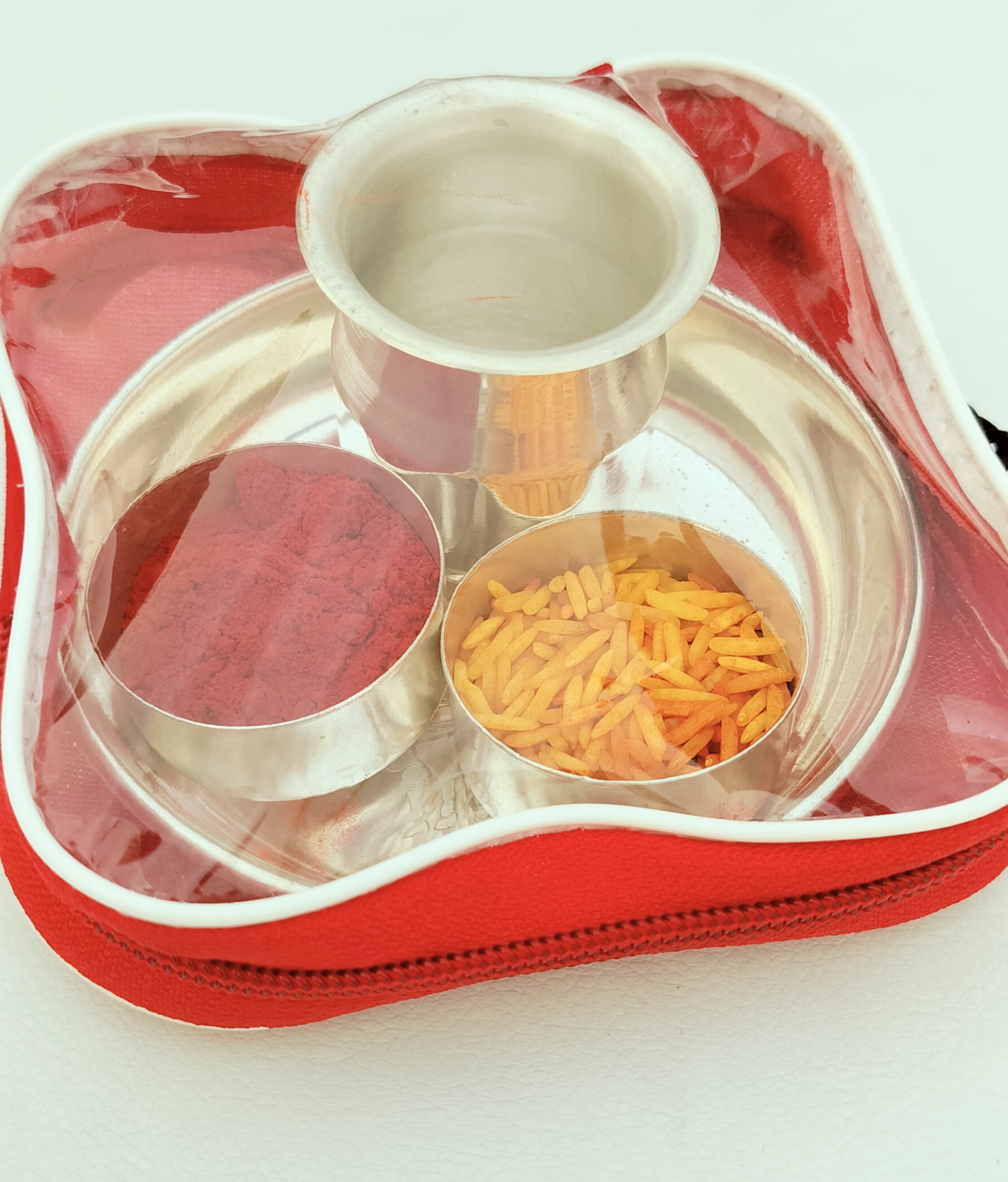 German Silver Mini Pooja thali Set of 4 Pieces