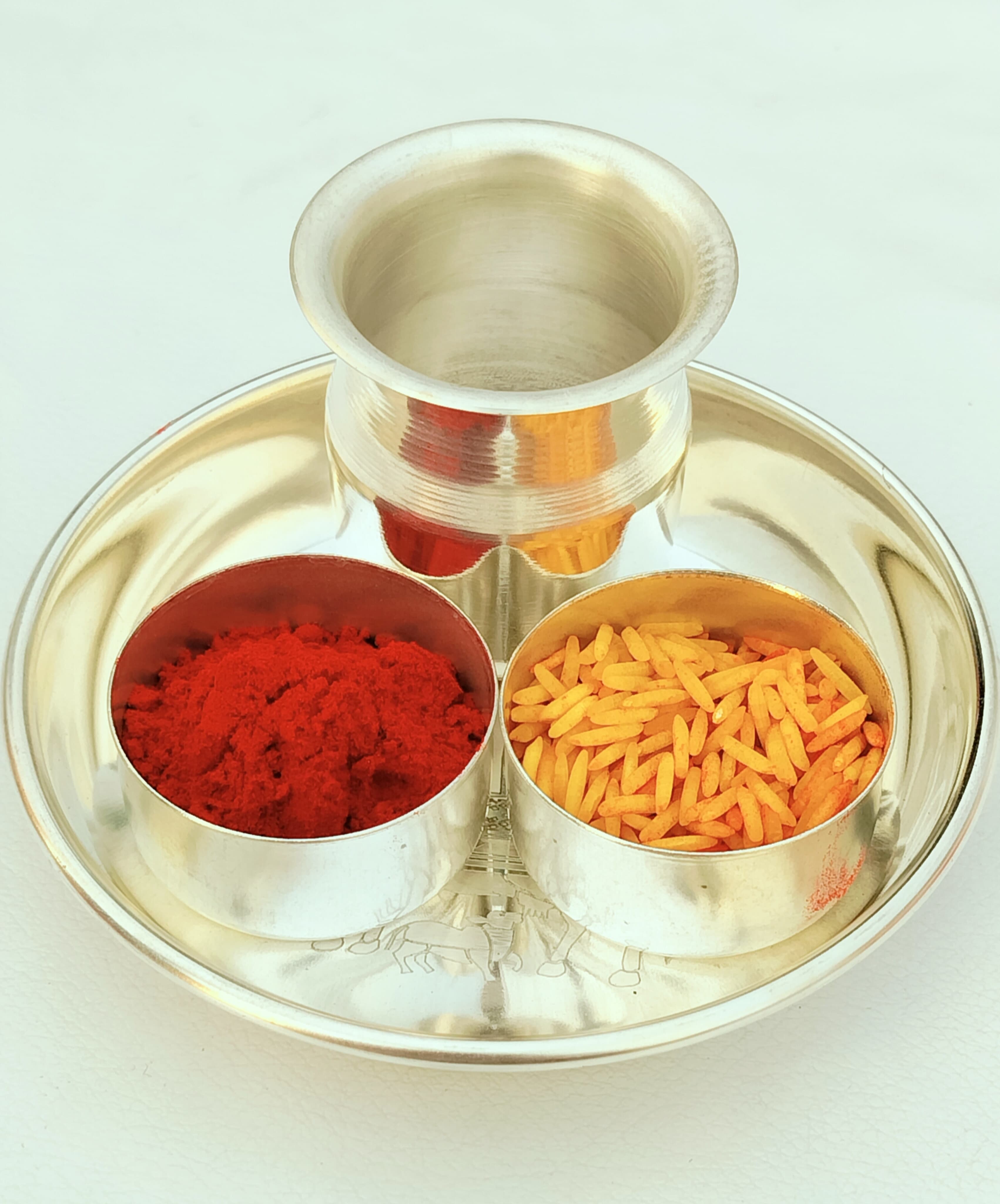 German Silver Mini Pooja thali Set of 4 Pieces