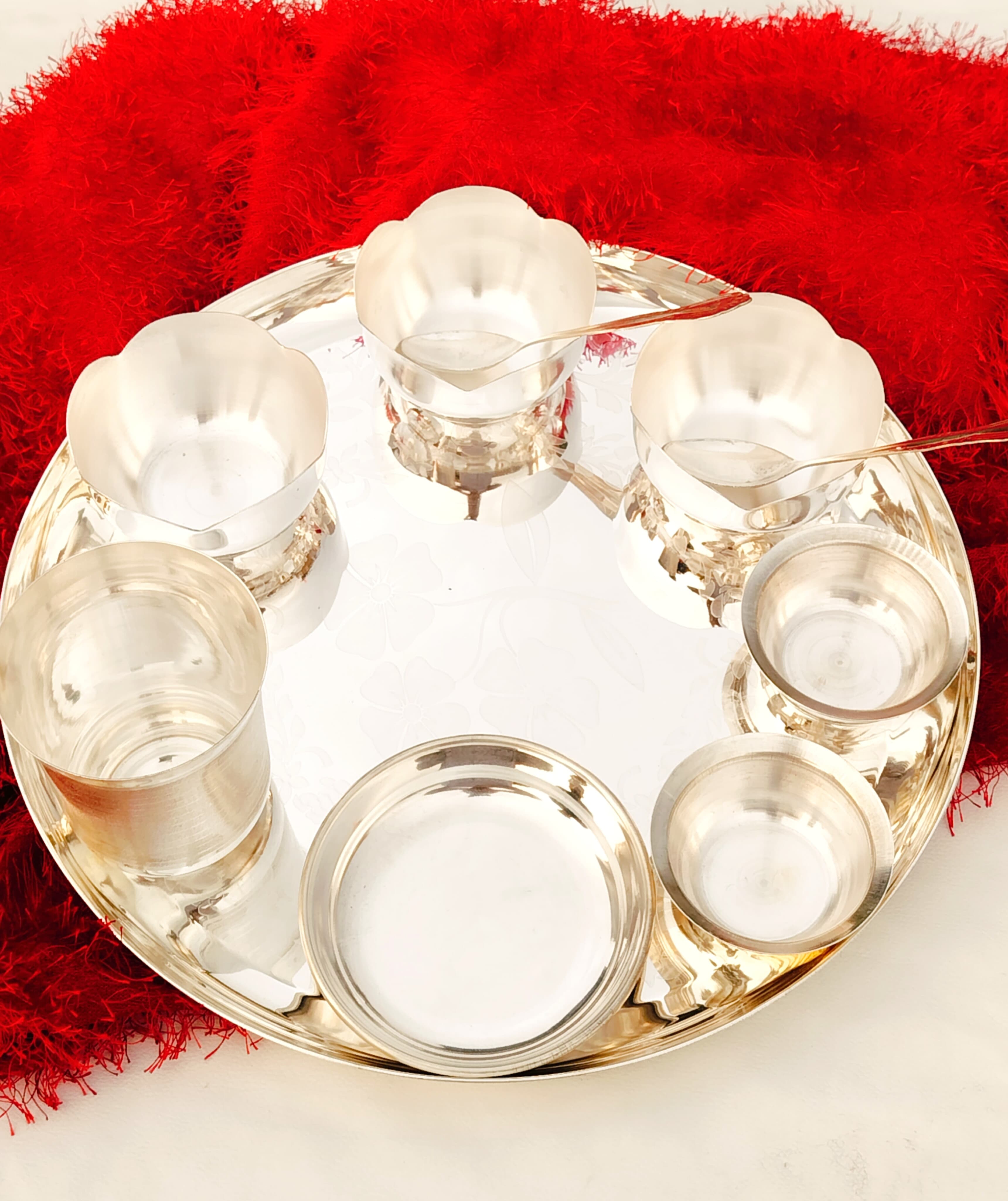 German Silver Big Size Dinner Set/bhojan thali