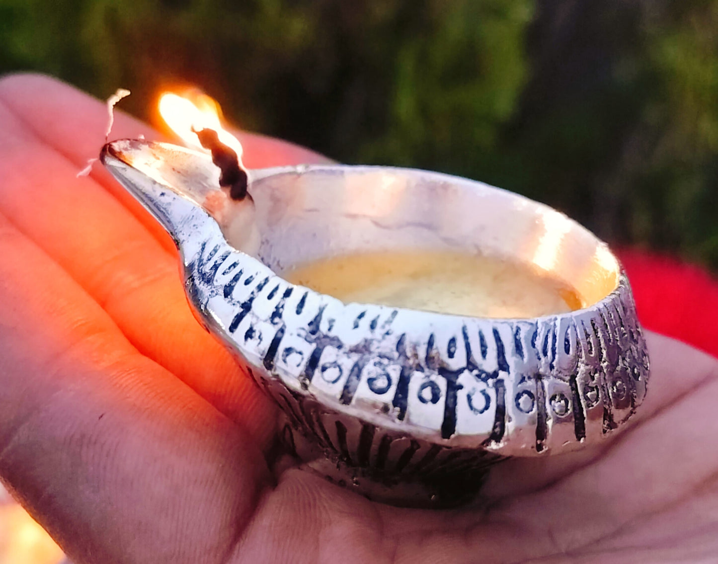 German silver 21 Diya with thali set