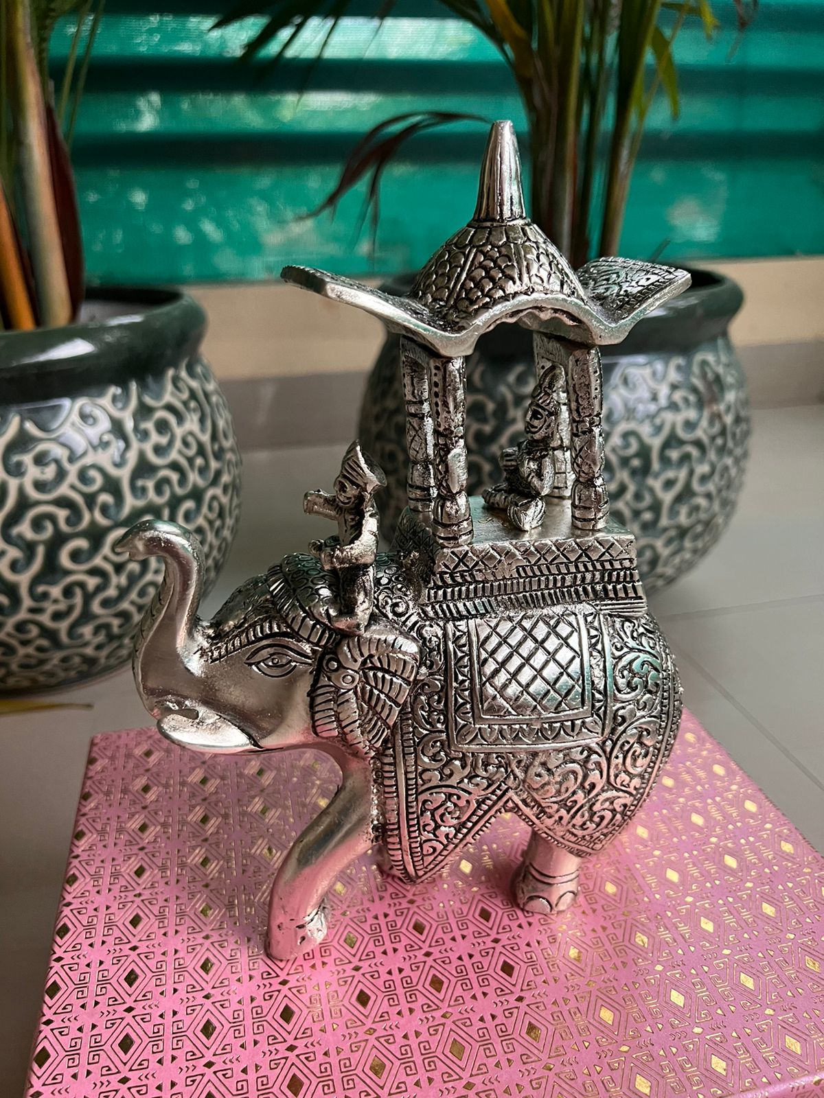 German Silver Beautiful Shahi Elephant with Royal Figures