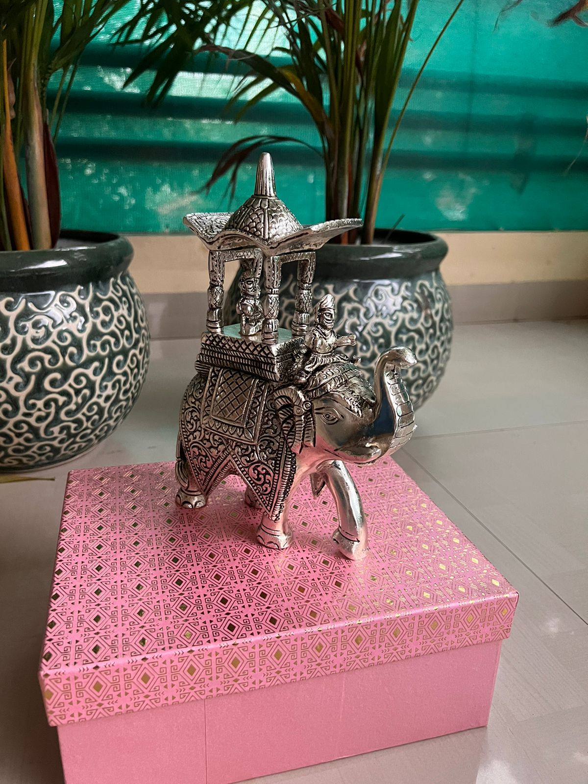 German Silver Beautiful Shahi Elephant with Royal Figures