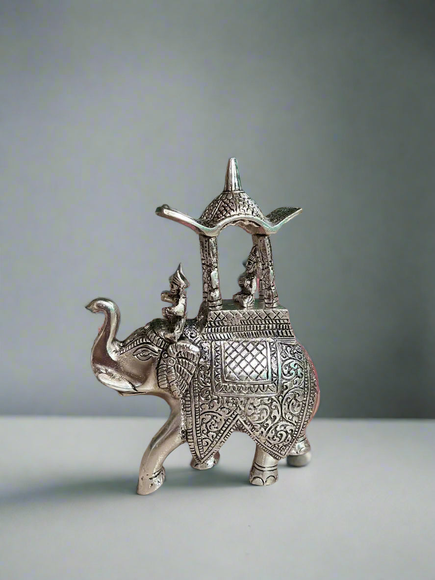 German Silver Beautiful Shahi Elephant with Royal Figures