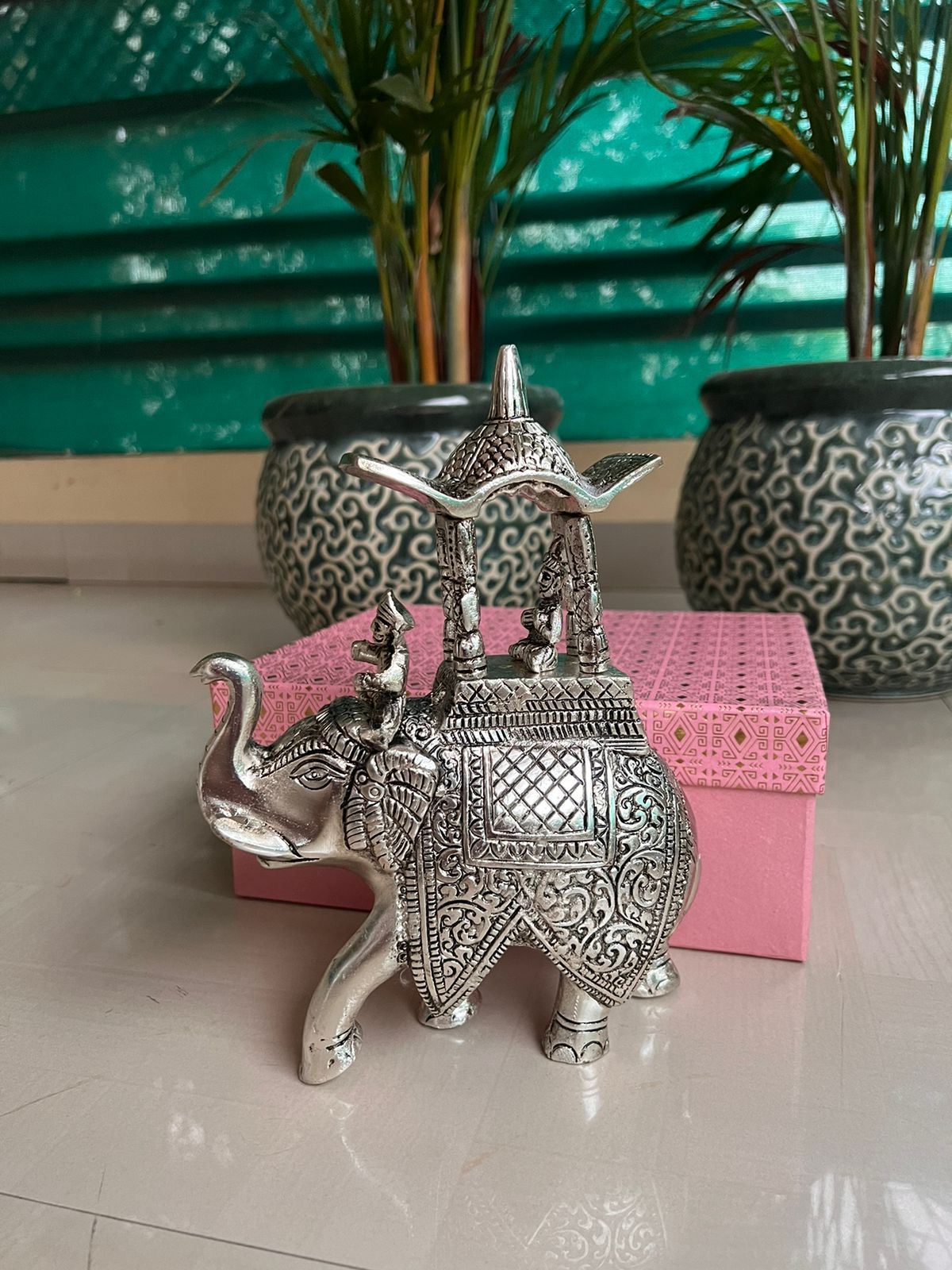 German Silver Beautiful Shahi Elephant with Royal Figures
