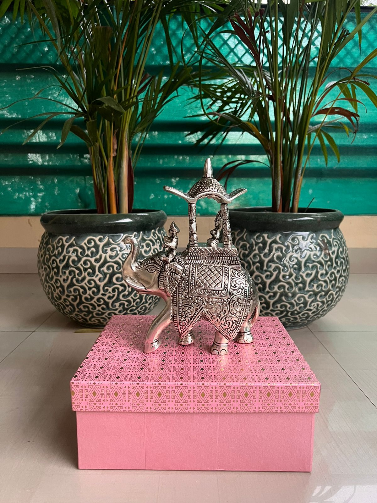 German Silver Beautiful Shahi Elephant with Royal Figures