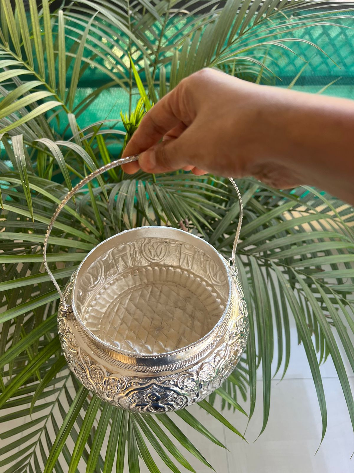 German silver Round handle basket/bowl.