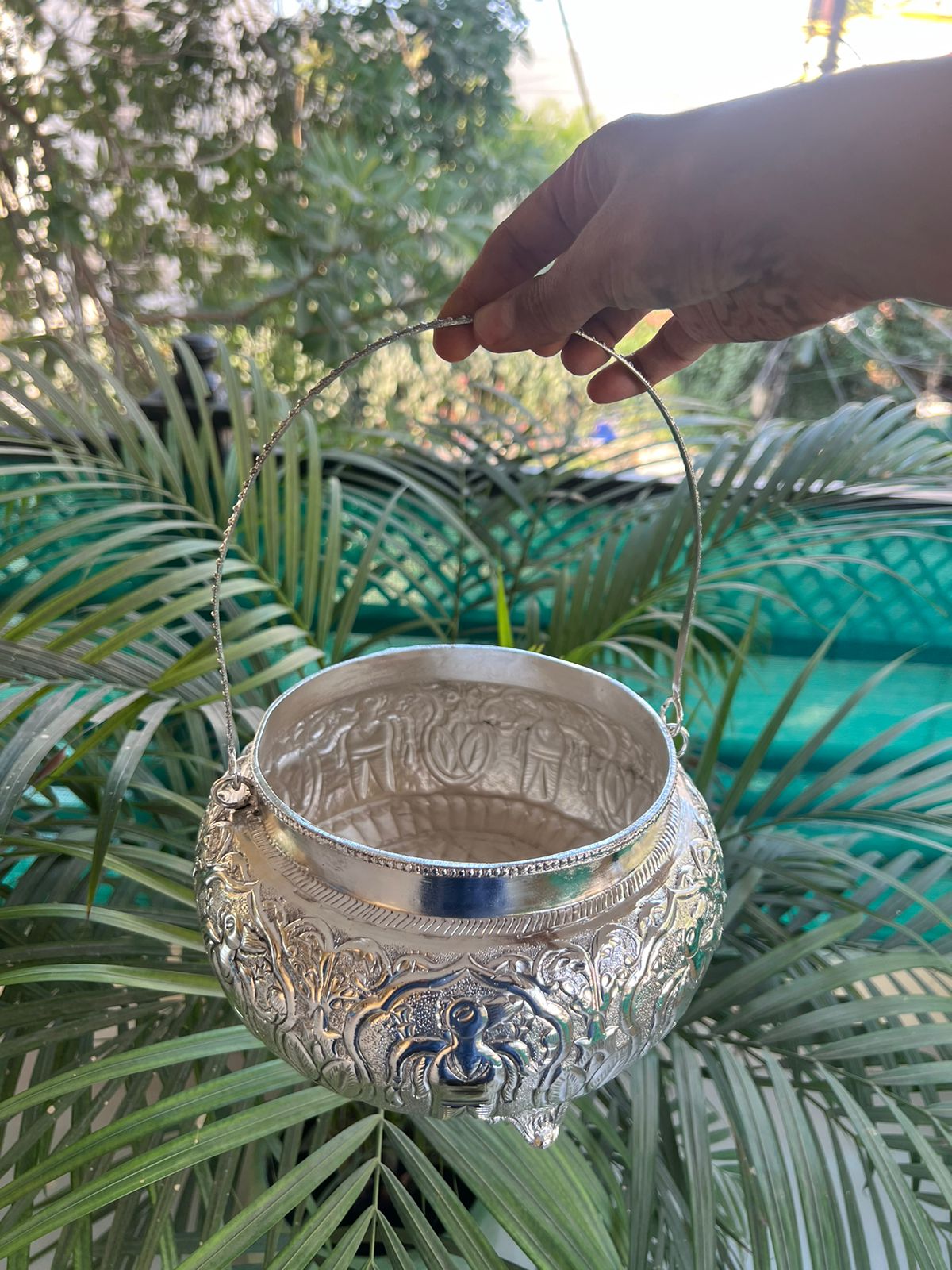 German silver Round handle basket/bowl.