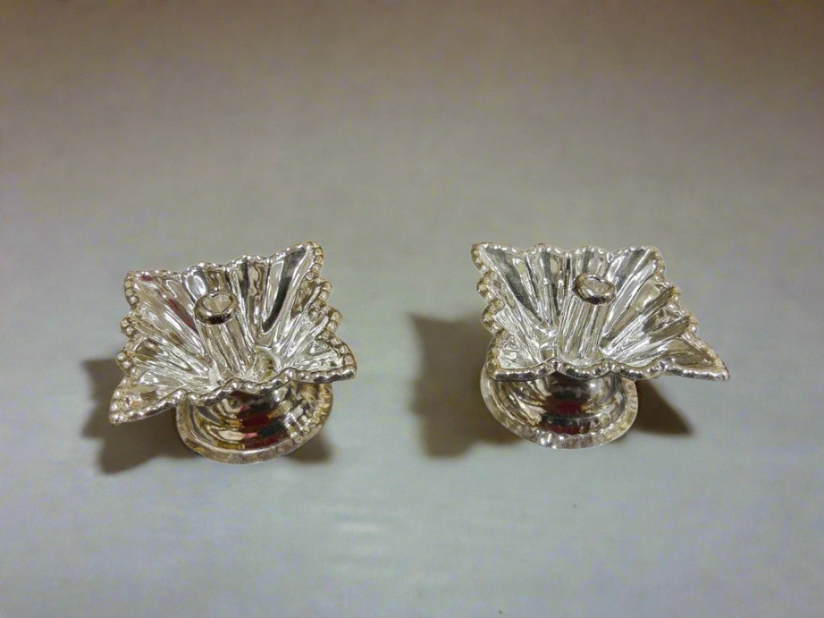 German Silver Sqaure Shape Flower Diya Set of 10 Pieces for Housewarming/ Diwali