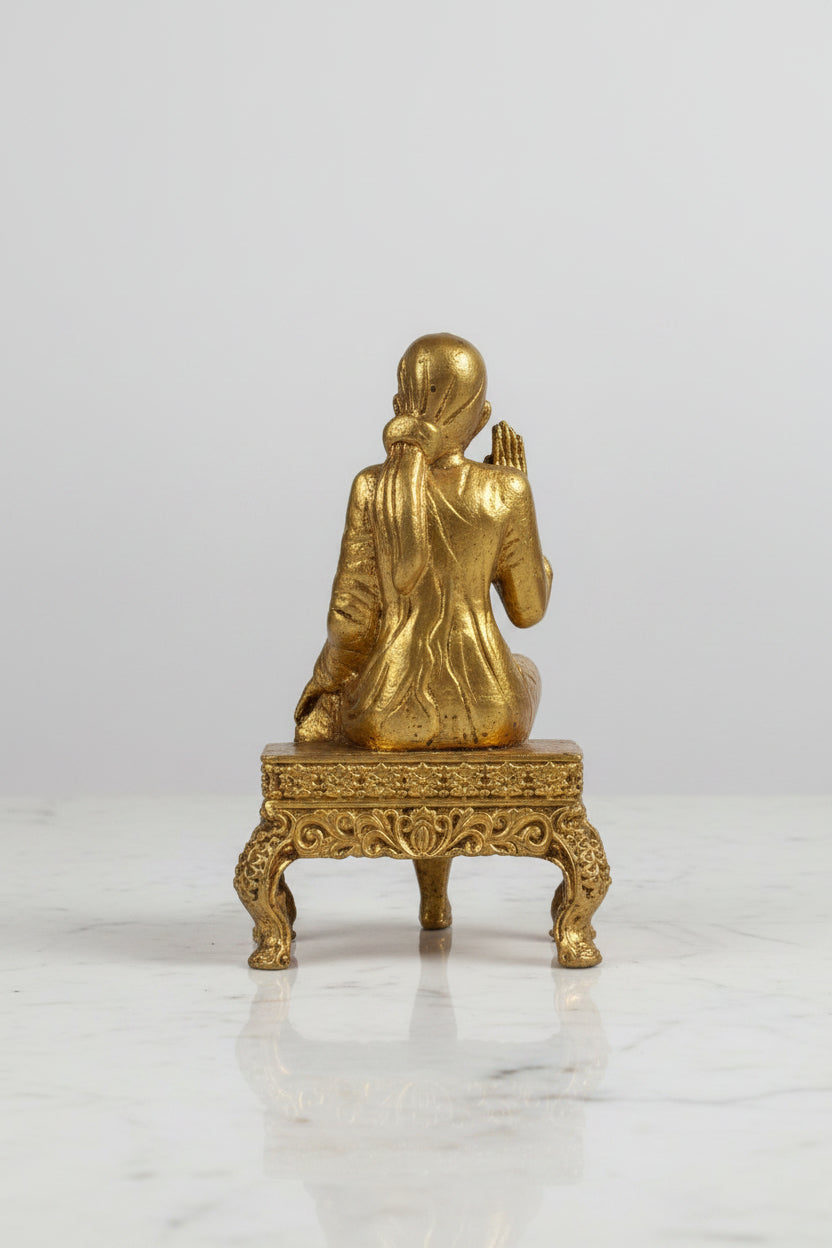 Brass Sai Baba Idol on Stool – Spiritual Murti for Home, Mandir & Décor