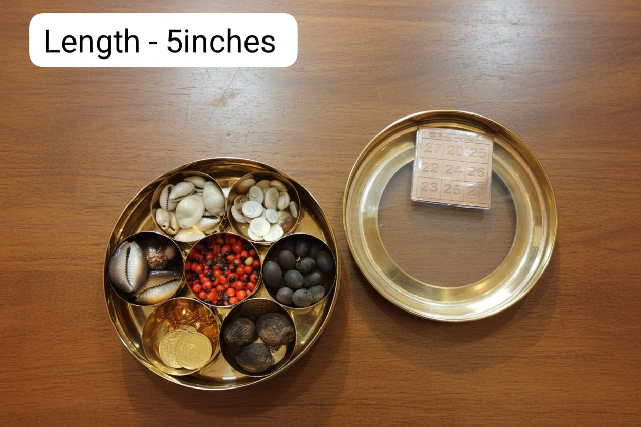 Brass Laxmi Pooja Items Box with 7 Partitions & Lid – Traditional Puja Organizer