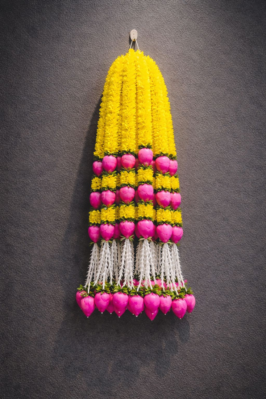 Lotus Bud Gajra Hangings – Set of 6 Strings for Home & Festival Décor, yellow