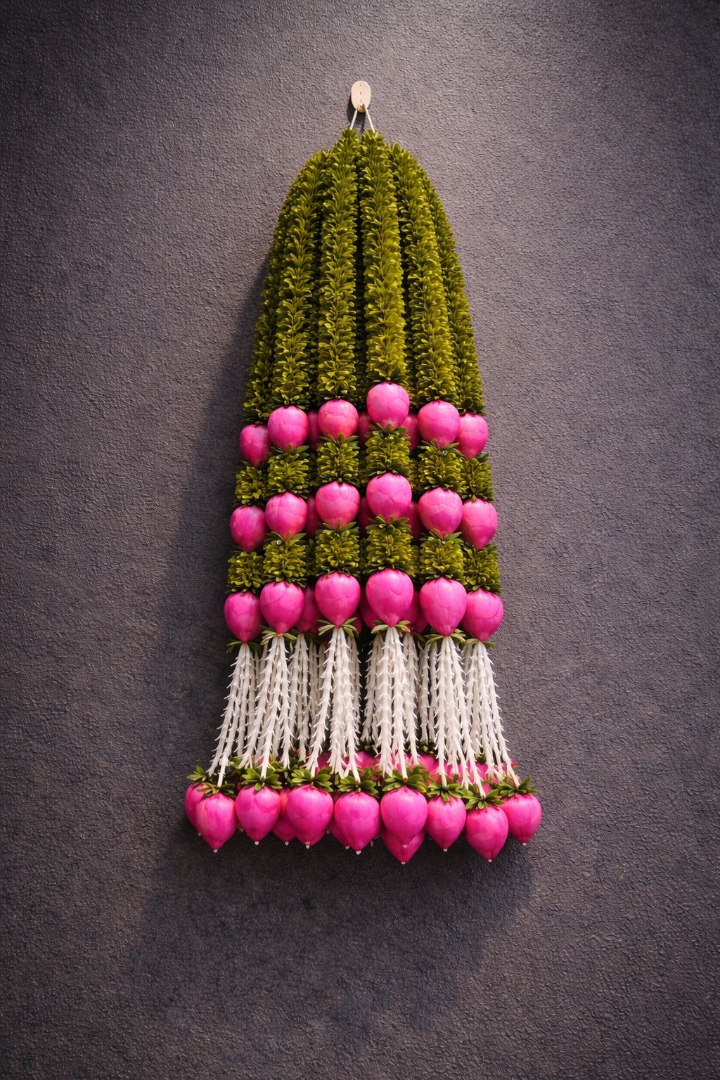 Lotus Bud Gajra Hangings – Set of 6 Strings for Home & Festival Décor, green
