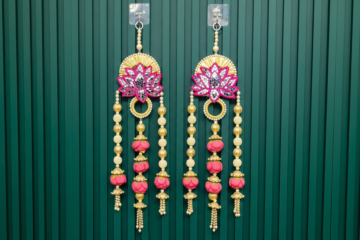 Lotus Luxe Hangings – Pair for Elegant Home & Festival Décor, pink