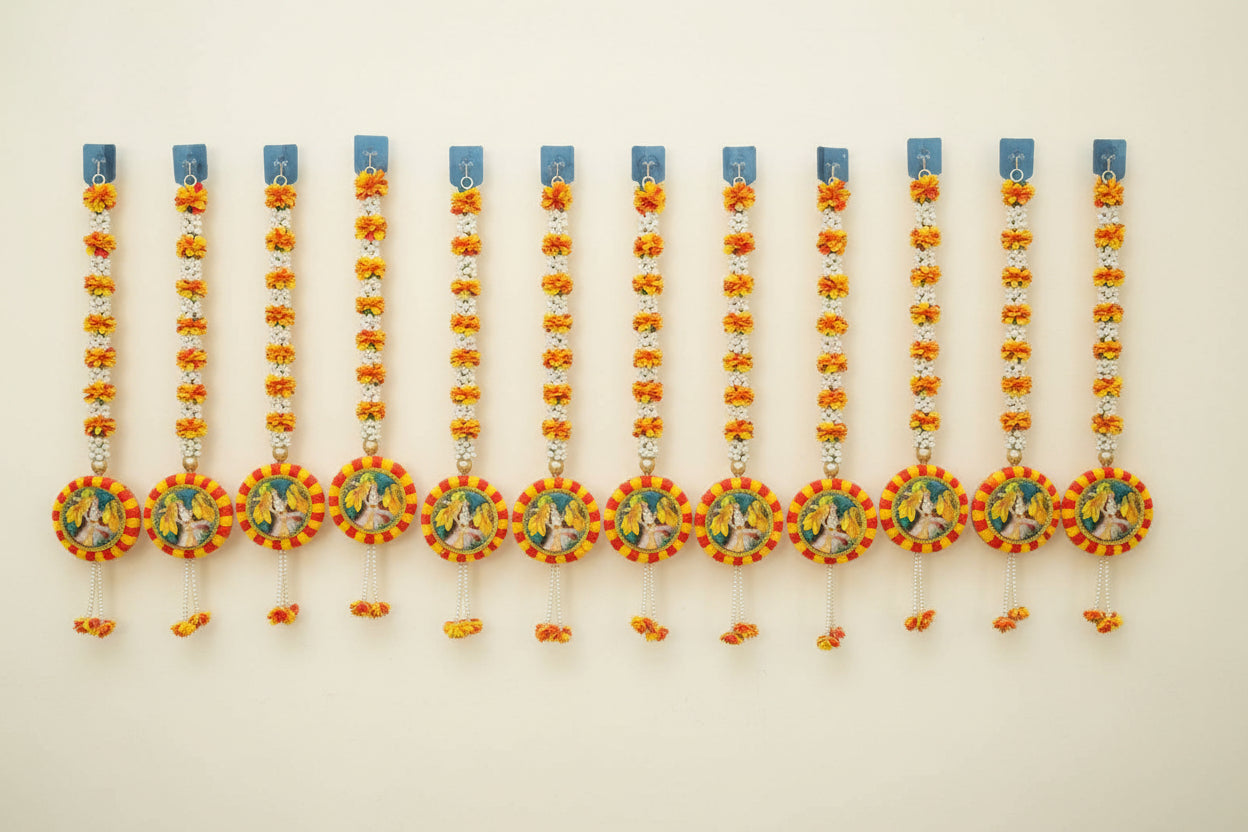 Radha Krishna Floral Luxe Strings – Set of 6 for Auspicious Home & Festival Décor