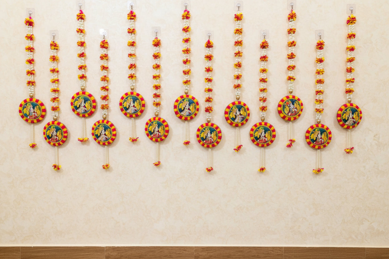 Radha Krishna Floral Luxe Strings – Set of 6 for Auspicious Home & Festival Décor