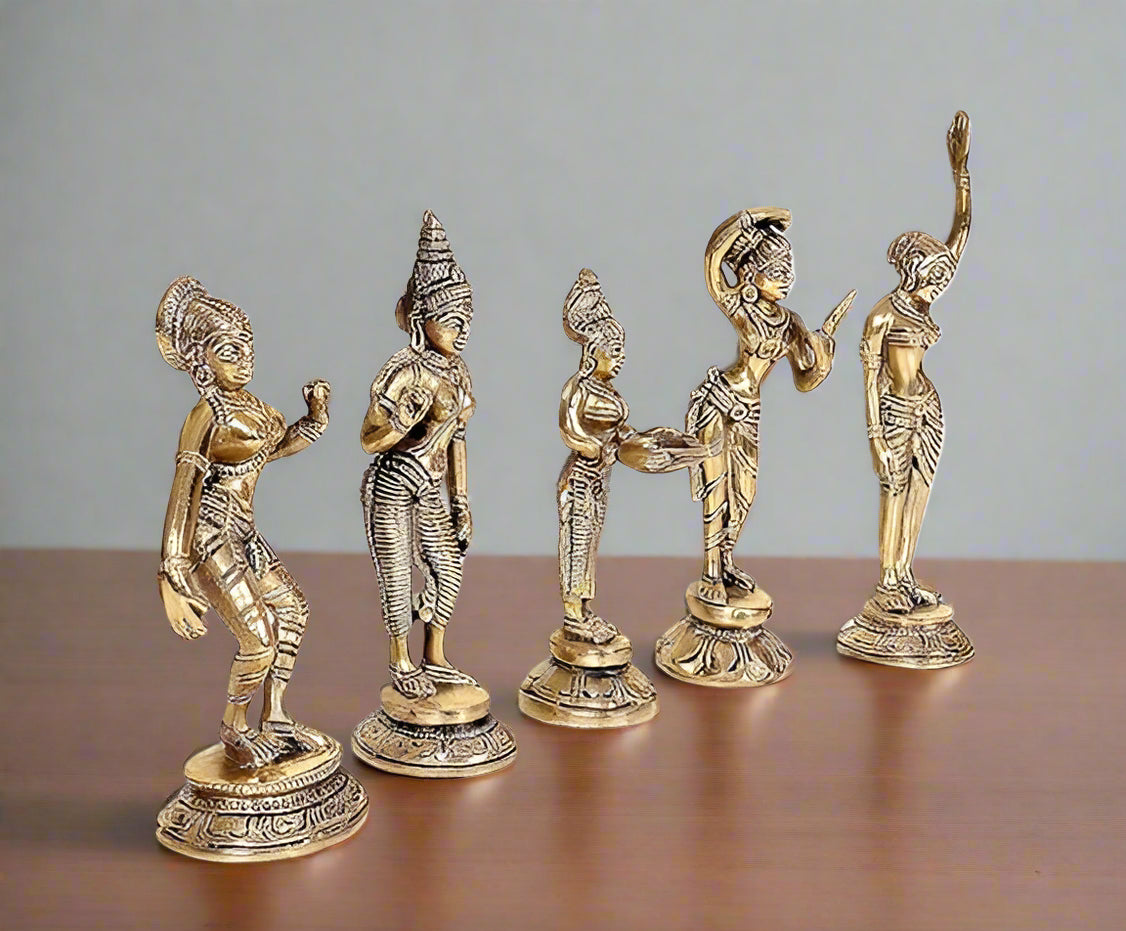 Set of 5 Brass Dancing Ladies – Celebrating Grace & Tradition