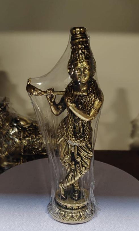 Handcrafted Krishna Idol with Flute – Radiating Peace & Prosperity