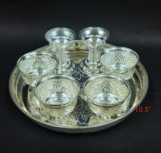 pure Germán silver combo plate set for diwali/housewarming pooja