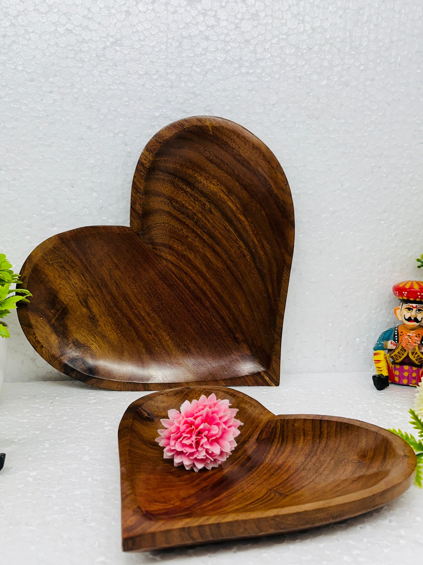 Wooden Heart Shape Platter set of 2 trays