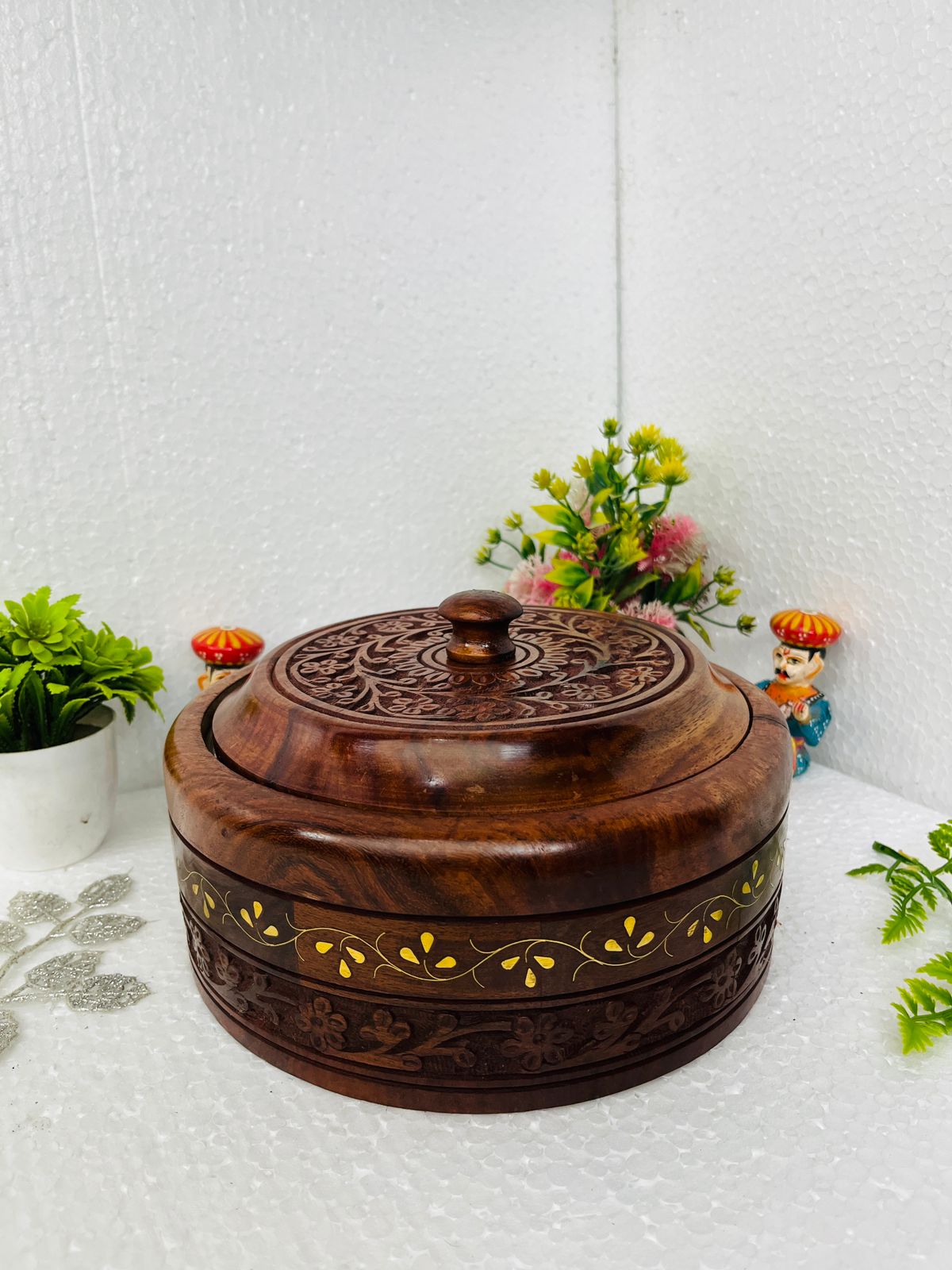 Sheesham Wood Casserole with Steel or Chapatti Box for Keeping them Hot for Longer Time