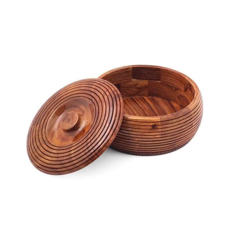 Sheesham Wooden Chapati Box Casserole Roti(Brown) Wooden Roti/Chapati