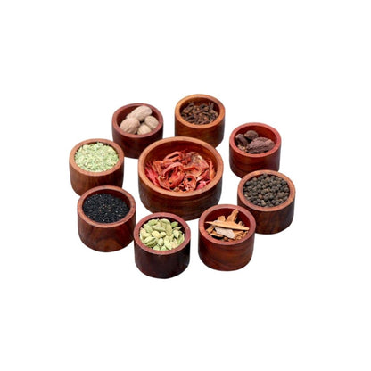 Wooden Masala/spice Box with Spoon and Lid