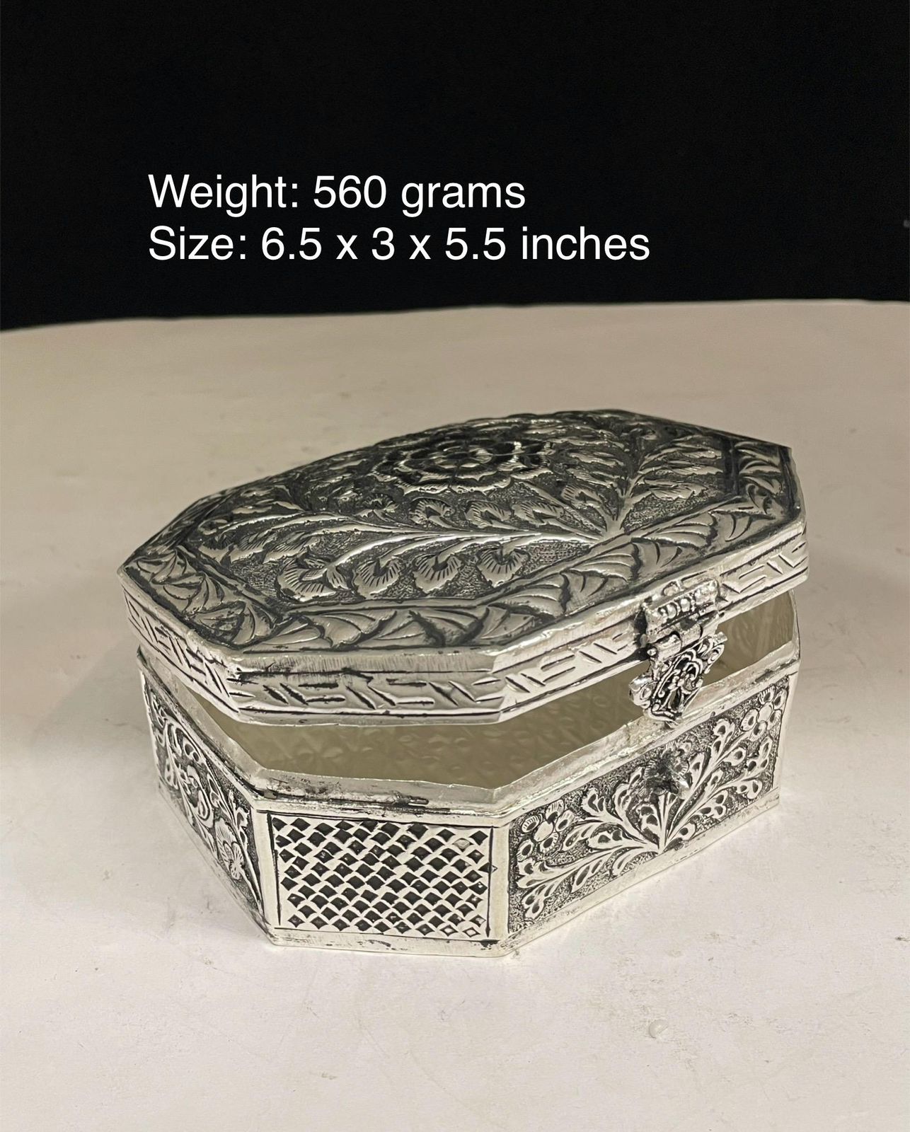 German silver rose fully caved jewlery box/sweet box