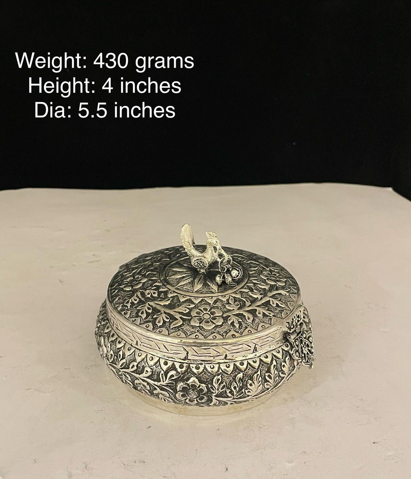 German silver fully carved gift box/jewelry box