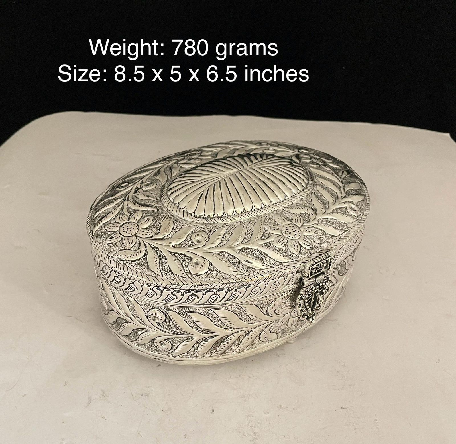 German silver fully carved 1 piece box.