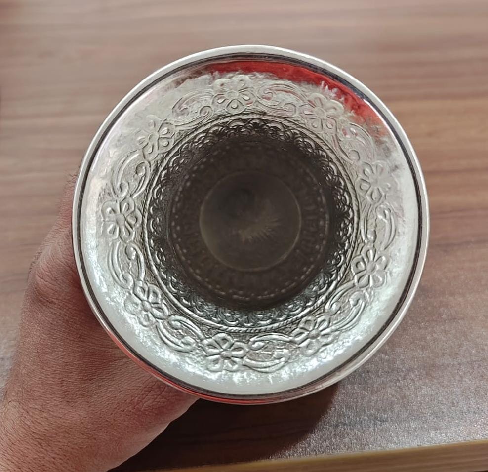 german silver fully carved elephant kalash 7" big size