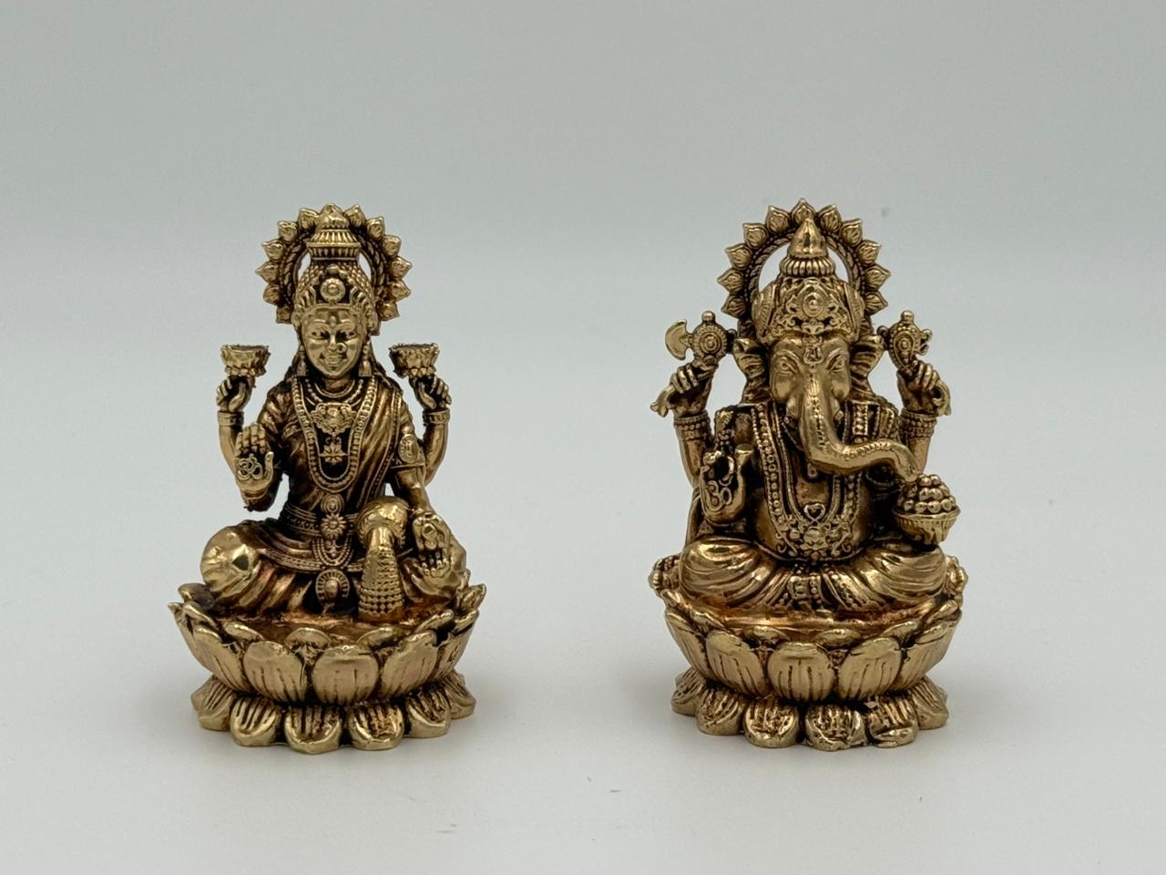 Brass Lakshmi Ganesh Idol – Divine Home Temple Décor, small size