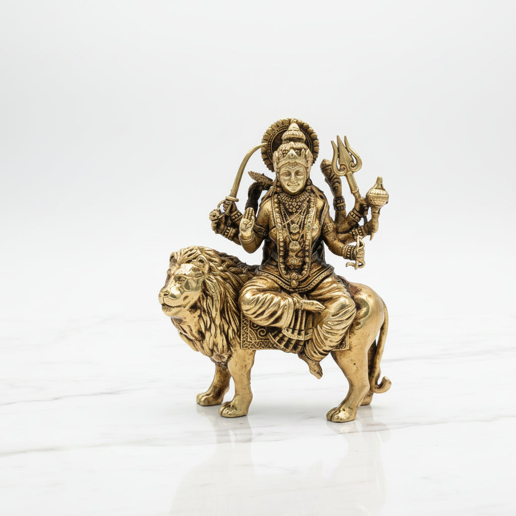 Brass Durga Statue – Divine Goddess Idol for Home Temple & Festival Décor